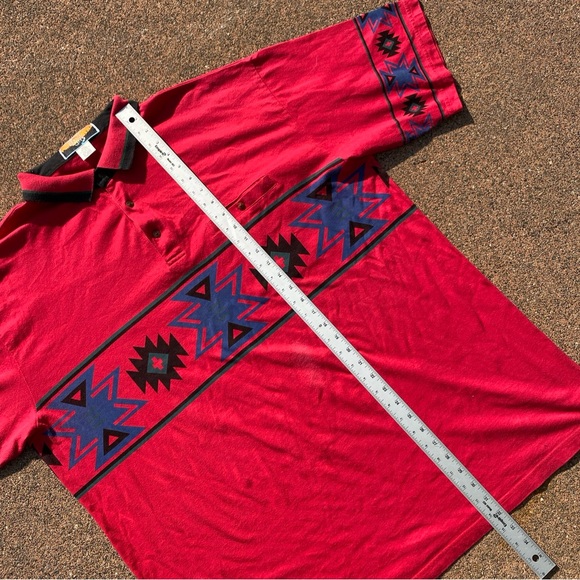 Western Print Collard Cripple Creek VTG Shirt XXL Measurement Red - Picture 4 of 5